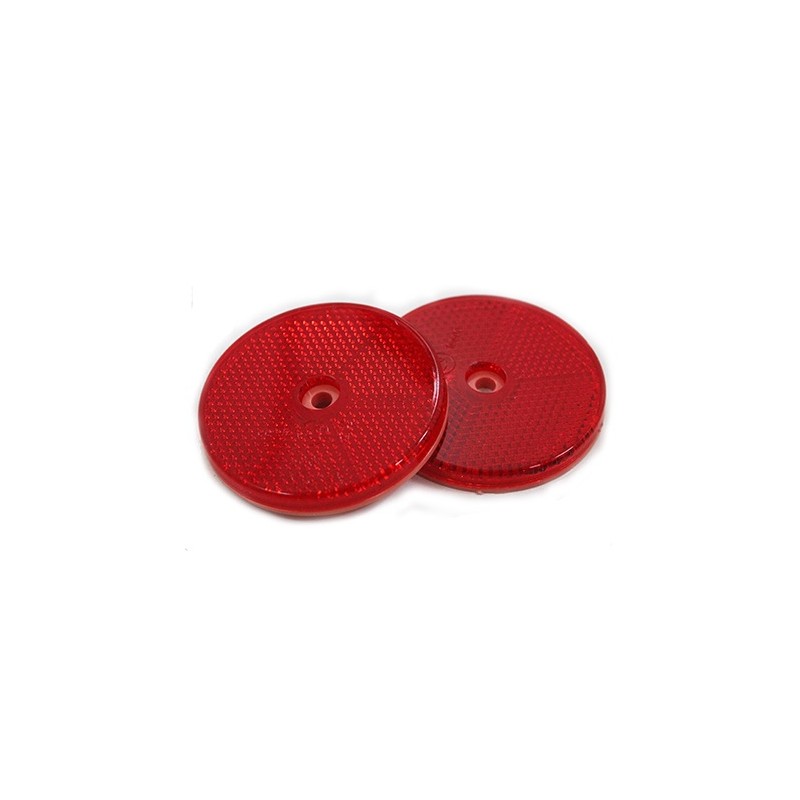 Refletor redondo vermelho c/furo 60mm